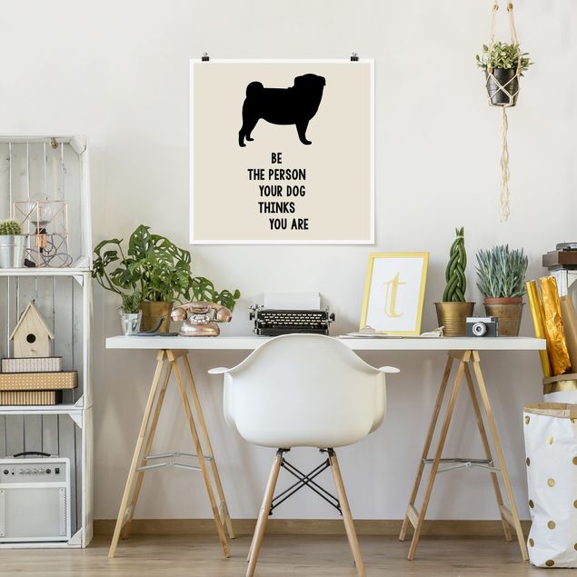 Posters svart och vitt Thinking Pug