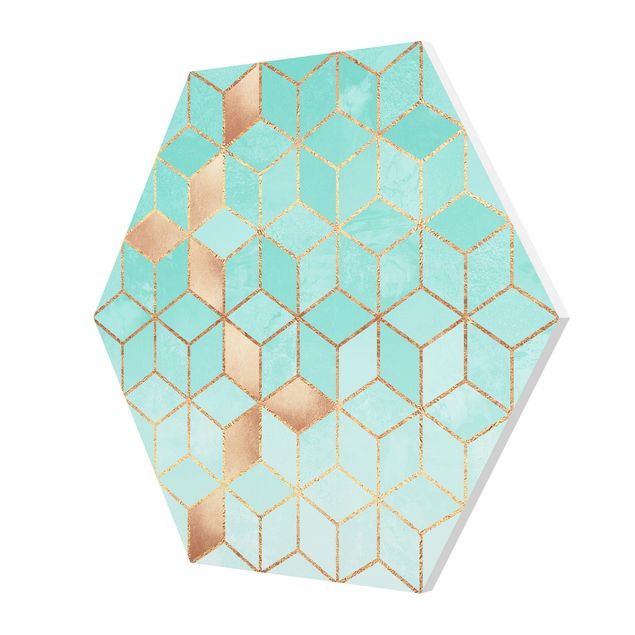 Tavlor Elisabeth Fredriksson Turquoise White Golden Geometry