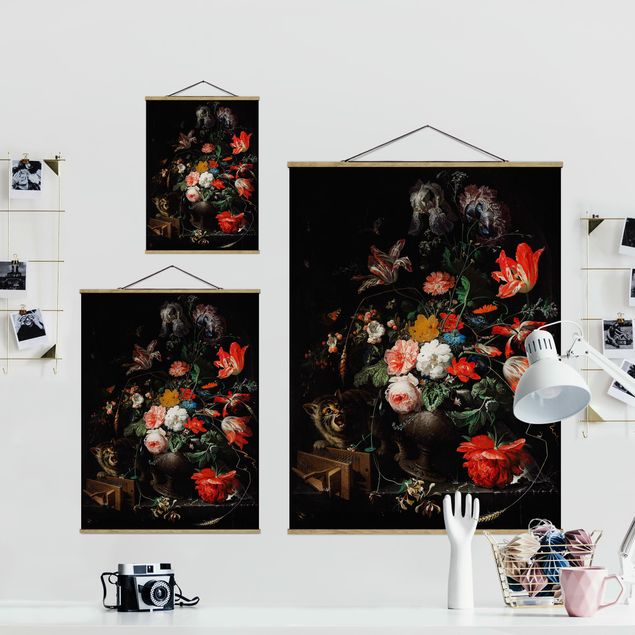 Tavlor modernt Abraham Mignon - The Overturned Bouquet