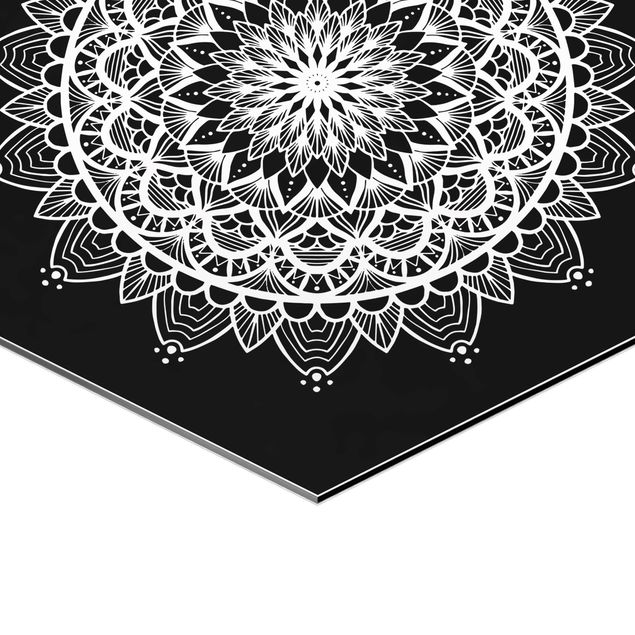 Hexagonala tavlor Mandala Illustration Shabby Set Black White