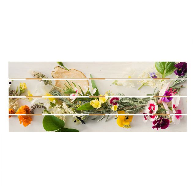 Trätavlor Fresh Herbs With Edible Flowers