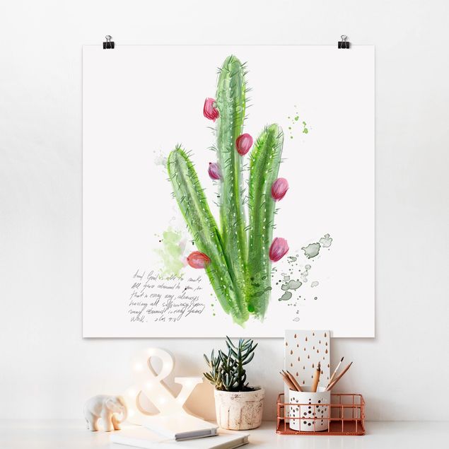 Posters blommor  Cactus With Bibel Verse II