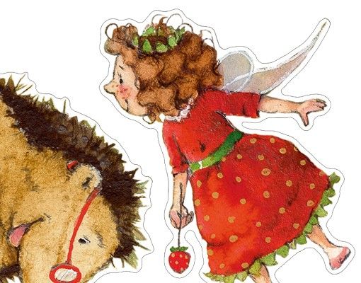 autocolantes decorativos parede Little Strawberry Strawberry Fairy - With The Hedgehog Sticker Set