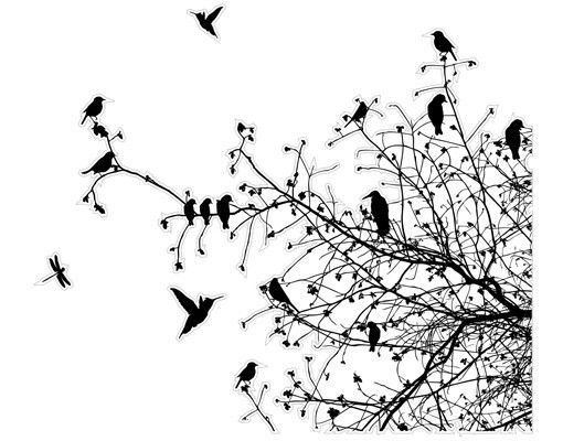 Fönsterdekaler blommor  Branches and Birds in Autumn
