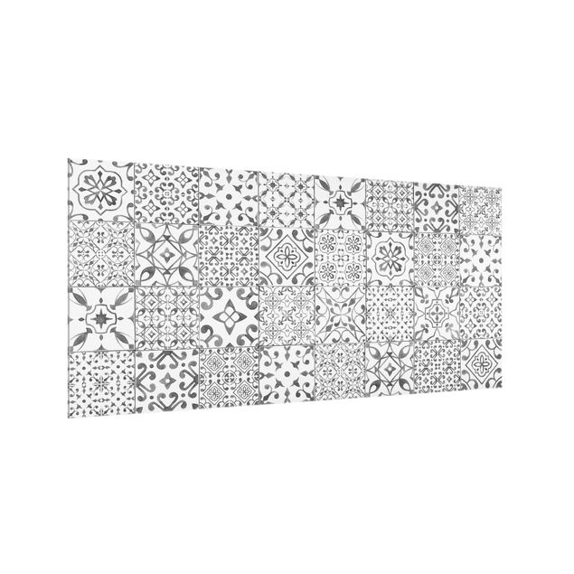 glasskivor kök Pattern Tiles Gray White