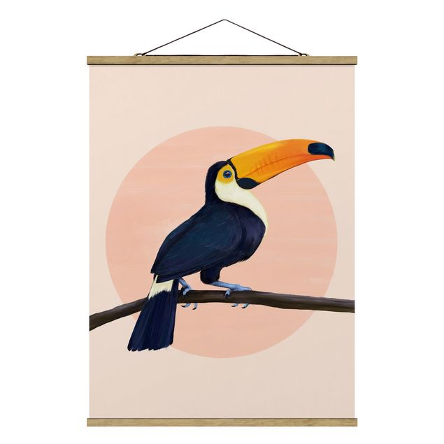 Tavlor djur Illustration Bird Toucan Painting Pastel