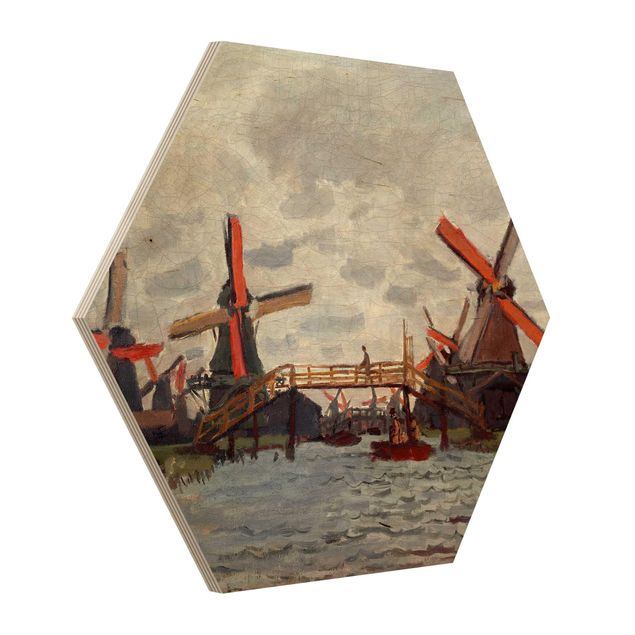 Konststilar Claude Monet - Windmills in Westzijderveld near Zaandam