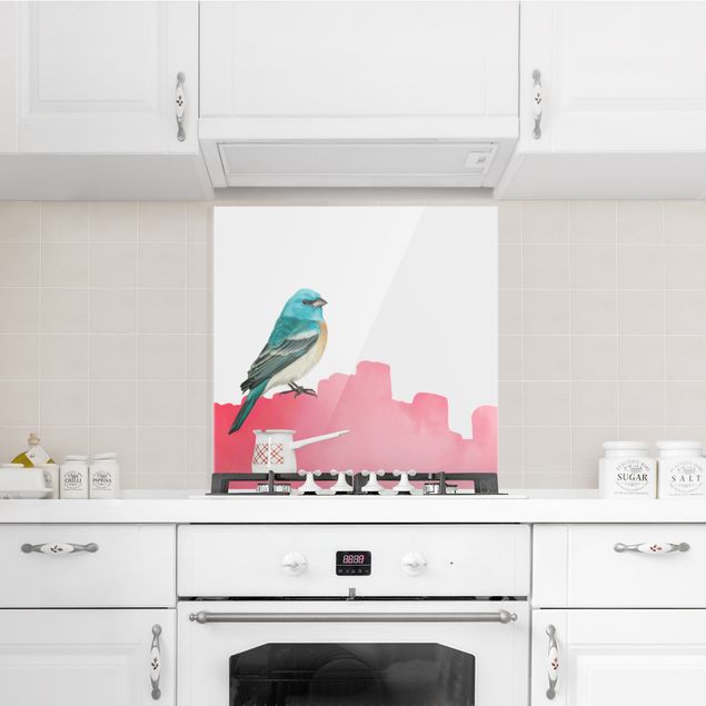 glasskivor kök Bird On Pink Backdrop