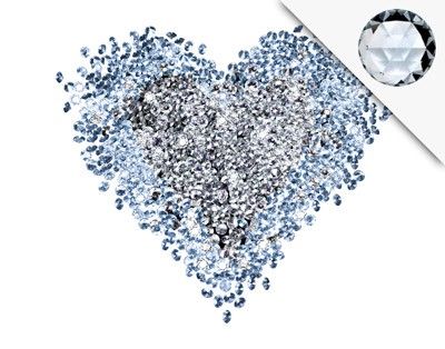 Wallstickers hjärtan No.421 Diamond Heart + 15 CRYSTALLIZED™ Swarovski-Stones Set