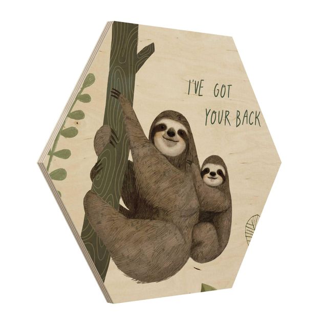 Hexagonala tavlor Sloth Sayings - Back