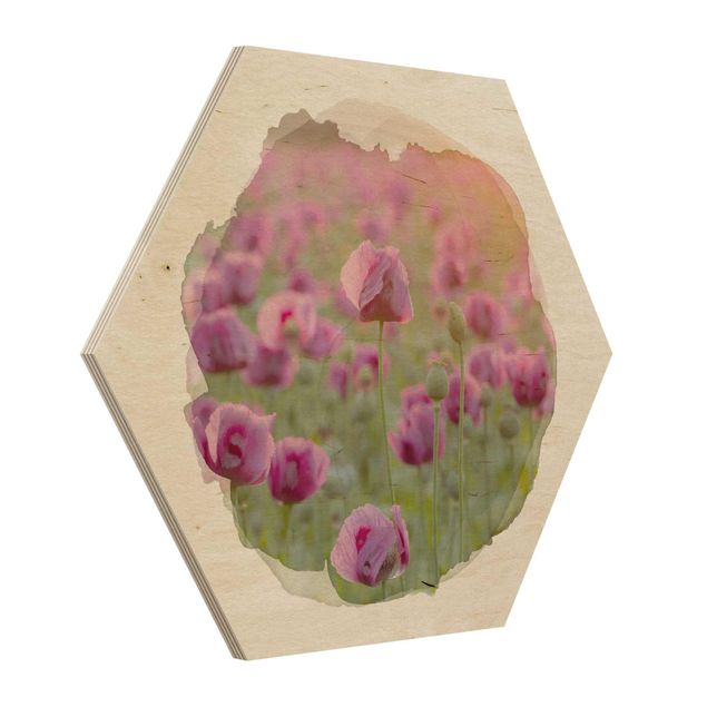 Tavlor WaterColours - Violet Poppy Flowers Meadow In Spring