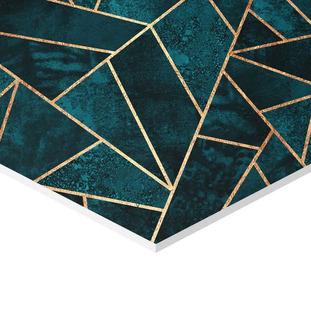 Hexagonala tavlor Dark Turquoise With Gold