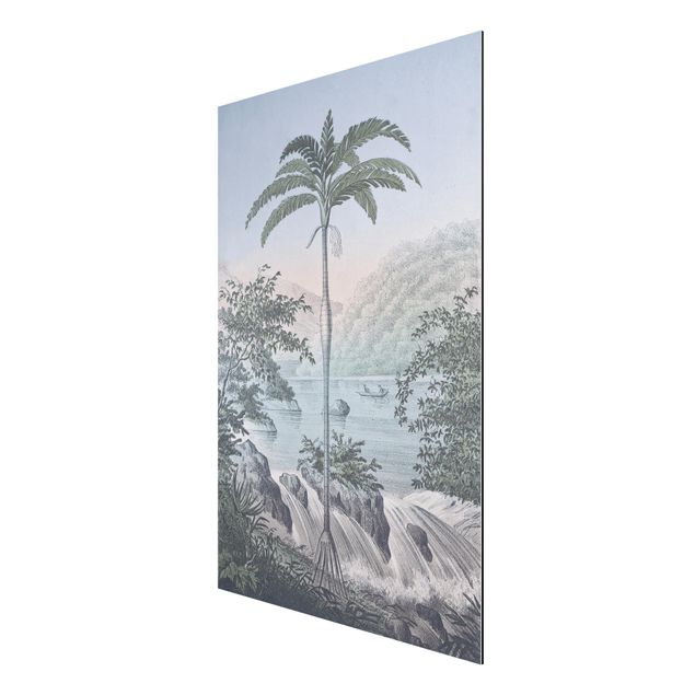 Tavlor konstutskrifter Vintage Illustration - Landscape With Palm Tree