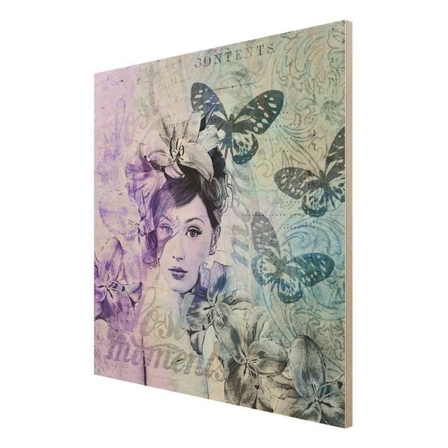Tavlor Andrea Haase Shabby Chic Collage - Portrait With Butterflies
