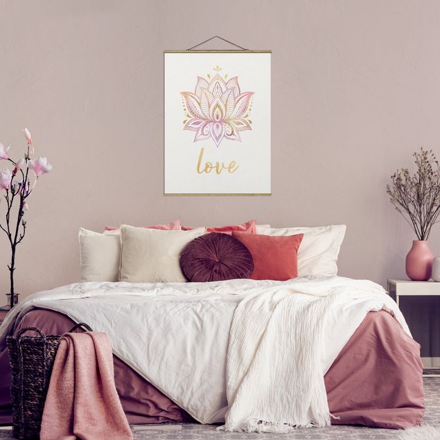 Tavlor kära Lotus Illustration Love Gold Light Pink