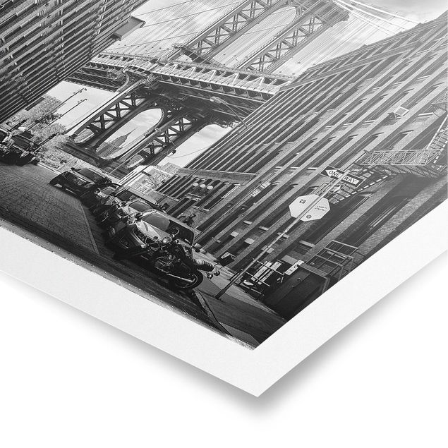 Tavlor arkitektur och skyline Manhattan Bridge In America