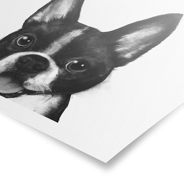 Posters djur Illustration Dog Boston Black And White Painting