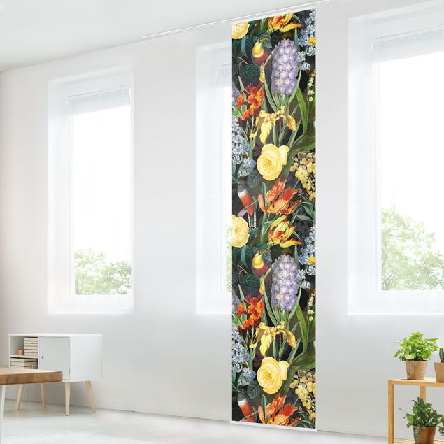 Kök dekoration Flowers With Colourful Tropical Birds