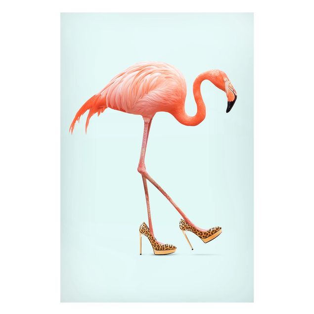 Magnettavla djur Flamingo With High Heels