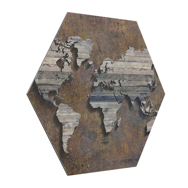 Tavlor modernt Wooden Grid World Map