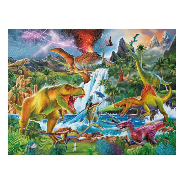 Tavlor modernt Dinosaurs In A Prehistoric Storm