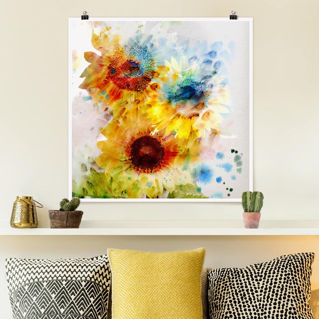 Kök dekoration Watercolour Flowers Sunflowers