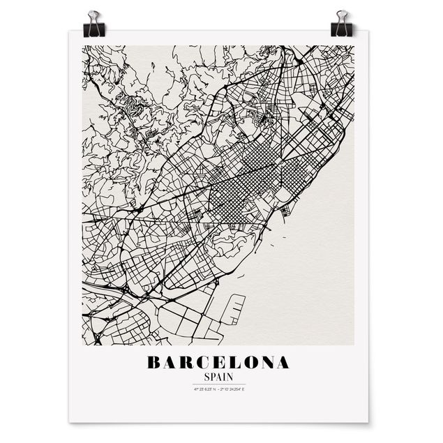 Posters ordspråk Barcelona City Map - Classic