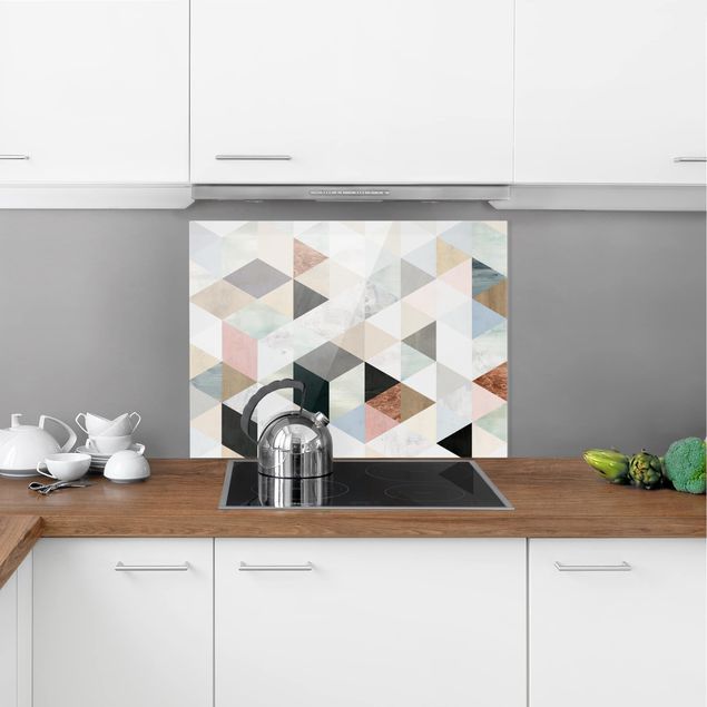 Stänkskydd kök glas mönster Watercolor Mosaic With Triangles I