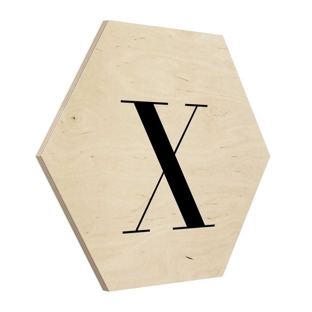 Hexagonala tavlor Letter Serif White X