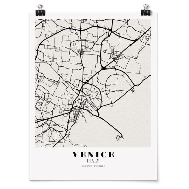 Posters ordspråk Venice City Map - Classic