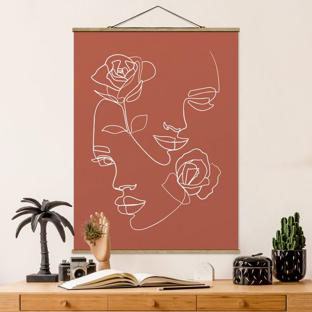 Kök dekoration Line Art Faces Women Roses Copper