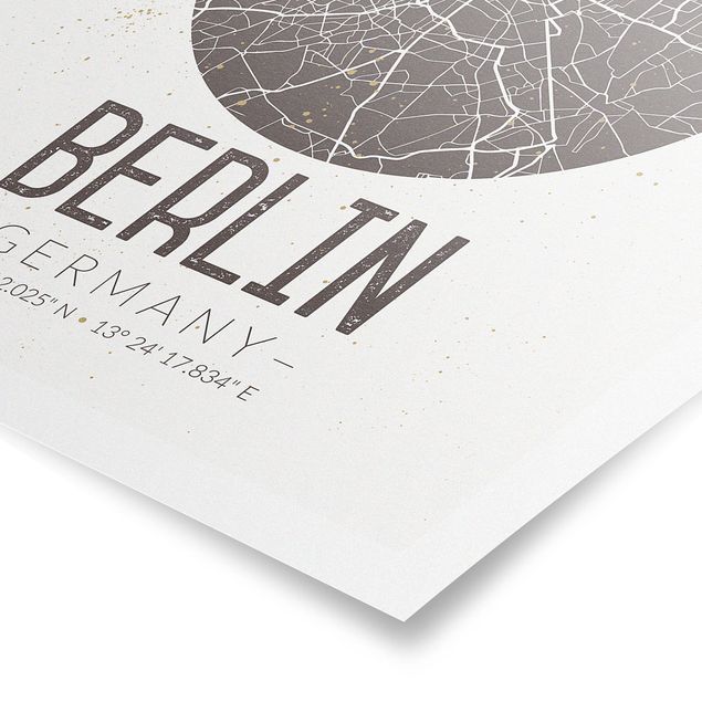 Posters världskartor City Map Berlin - Retro