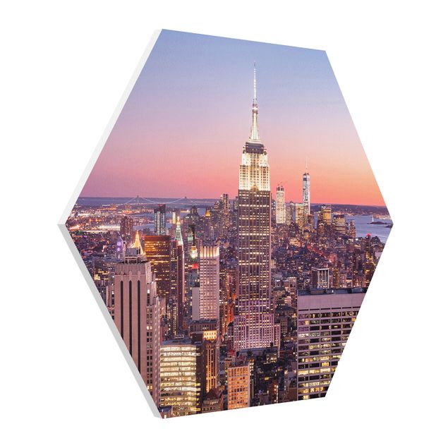 Tavlor arkitektur och skyline Sunset Manhattan New York City
