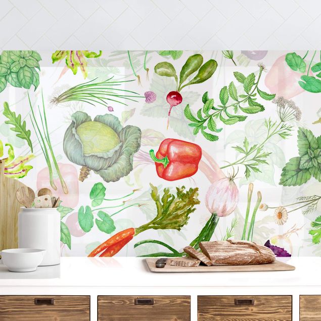 Kök dekoration Vegetables And Herbs Illustration