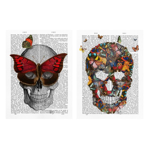 Canvastavlor djur Scary Reading - Butterfly Mask Set I