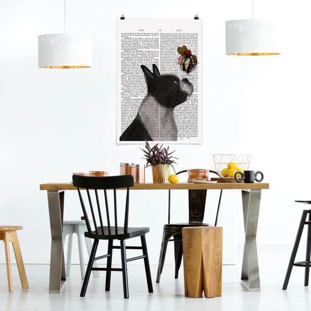 Posters svart och vitt Animal Reading - Terrier With Ice