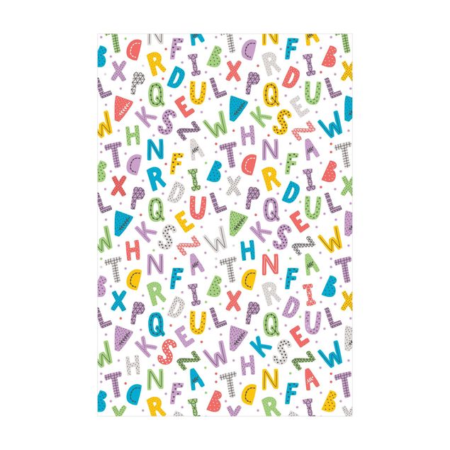 stora mattor Alphabet With Hearts And Dots In Colourful