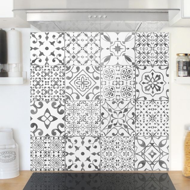 Kök dekoration Pattern Tiles Gray White