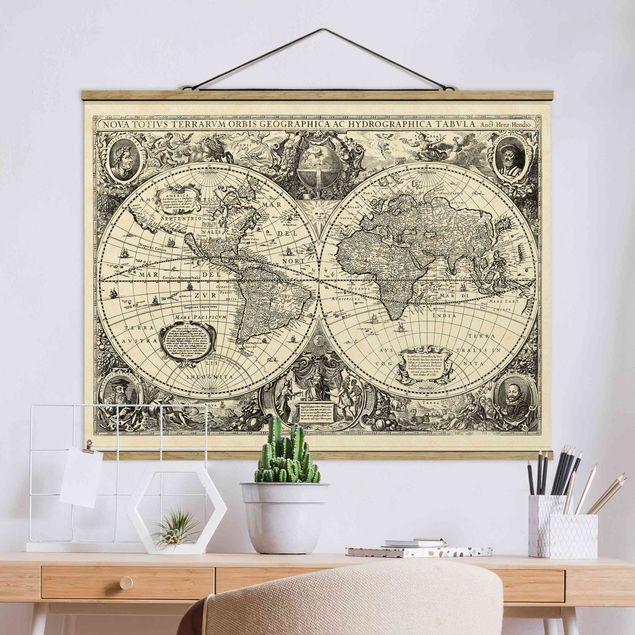 Kök dekoration Vintage World Map Antique Illustration