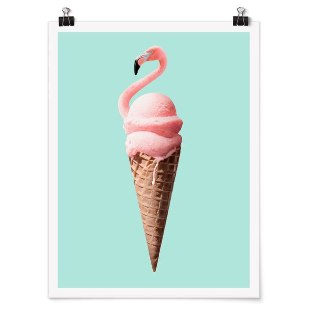 Tavlor konstutskrifter Ice Cream Cone With Flamingo
