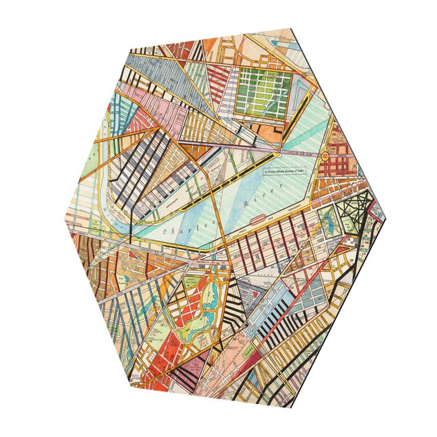 Hexagonala tavlor Modern Map Of Boston