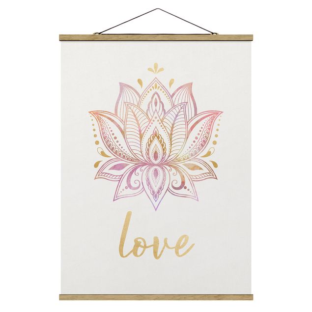Tavlor mönster Lotus Illustration Love Gold Light Pink