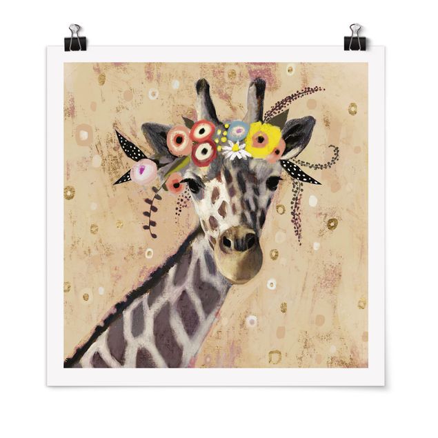 Posters djur Klimt Giraffe