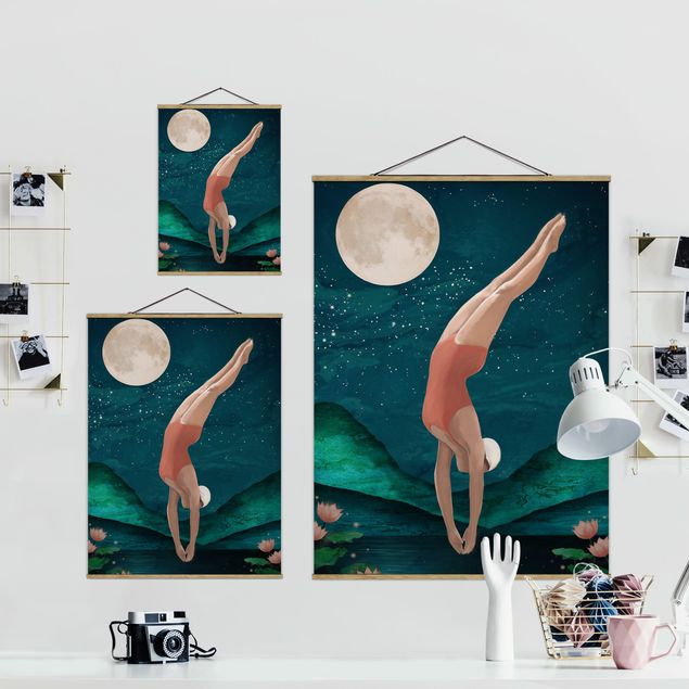 Tavlor Laura Graves Art Illustration Bather Woman Moon Painting