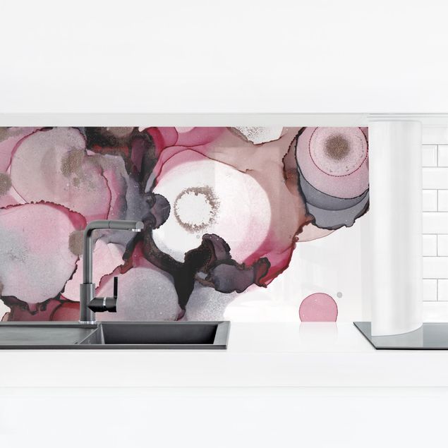 Küchenrückwand - Pink-Beige Tropfen mit Roségold