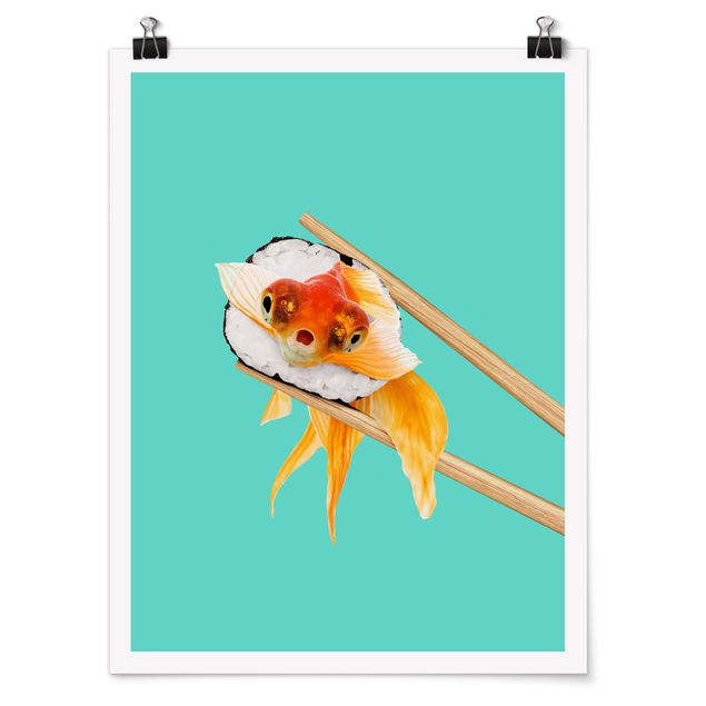 Posters djur Sushi With Goldfish