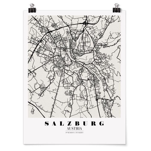 Posters ordspråk Salzburg City Map - Classic