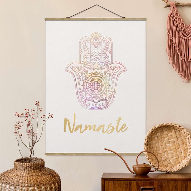 Kök dekoration Hamsa Hand Illustration Namaste Gold Light Pink