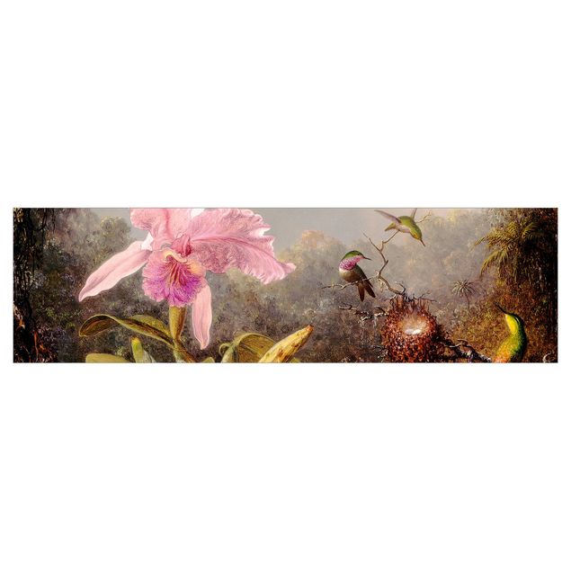 väggplatta kök Martin Johnson Heade - Orchid And Three Hummingbirds