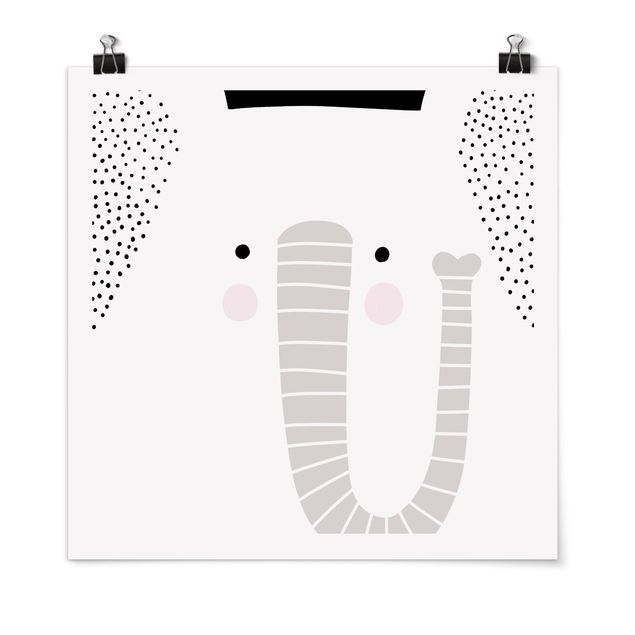 Posters svart och vitt Zoo With Patterns - Elephant